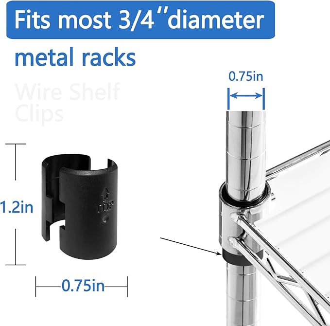 Wire Shelf Clips - 28 Pack Wire Shelf Clips Shelving Sleeves, Wire Shelving Shelf Lock Clips for 3/4" Post Shelvings Sleeves Replacements for Wire Shelving System