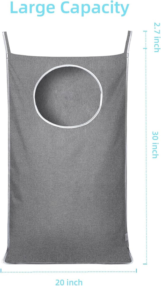 KEEPJOY Hanging Laundry Hamper Bag with 2 Different Types of Hooks, Size 20 x 30 Inch Door Laundry Hamper Storage Bag for Dirty Clothes, Blankets, and Toys (Grey, 1-Pack)