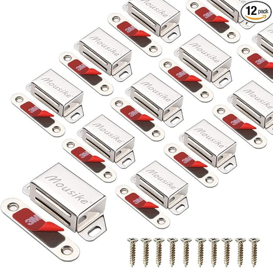 Mousike Cabinet Magnets 30lb Stainless Steel Magnetic Door Catch with Strong Magnetic for Kitchen Cupboard Wardrobe Closet Cabinet Door Drawer Latch
