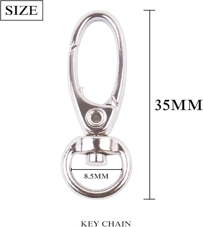 BronaGrand Pack of 50 D Swivel Trigger Clips Hooks Metal Key Ring Lobster Clasps