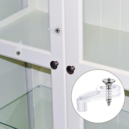 Blulu 20 Pack Mirror Holder Clips for 6 mm in (6/25) Glass Mirror Hanging Kit for Wall Mounting Hanging Retainer Fasteners with Screw and Anchors for Fixing Cabinet Door(Practical Style)