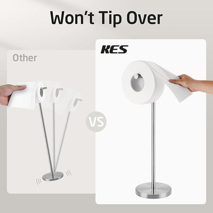 KES Toilet Paper Holder Stand 26" H (Taller Version), Free Standing Toilet Paper Roll Holder with Weighted Base for Bathroom, Rustproof SUS304 Stainless Steel Brushed Finish, BPH283S66-2