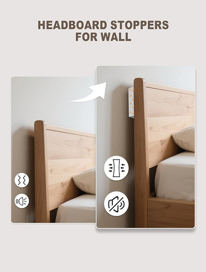 24 Packs Furniture Wall Protector, 6Pcs(0.6" Thick) + 18Pcs(0.2" Thick) EVA Foam Headboard Stoppers for Wall, Bed Stoppers for Headboard, Bed Frame & Wall Guards, White Headboard Bumper