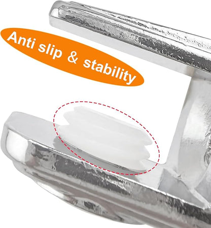 Qrity 12 PCS Glass Clip Holders - Adjustable Wall Mount Clamps for 5-10mm Glass Shelves