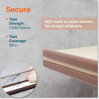 Roving Cove Slimfit Edge Protector for Baby Proofing (9ft Small Edge Only), Soft Rubber Foam Furniture Edge Bumper Guard, Desk Edge Cushion, 3M Adhesive, Coffee Brown