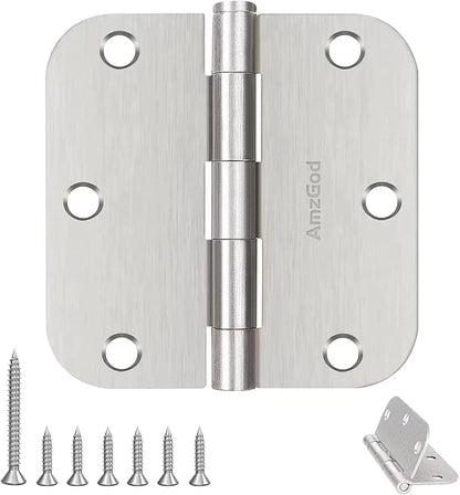 Door Hinges Brushed Nickel - 48 Pack Nickel Door Hinges 3.5 Inch Rounded Interior Satin Nickel Door Hinge with 5/8" Radius - Flat Iron Residential Standard 3 1/2 Inches Silver Door Hardware