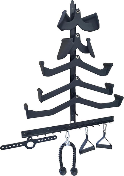 LAT Pull Down Bar Organizer Gym Storage Wall Organizer for Lat Pulldown Attachments, LAT Pull Down Bar Storage Rack for Different Cable Handles, Cable Attachments Rack for Gym Accessories