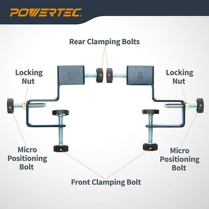 POWERTEC Drawer Front Installation Clamps, Adjustable Cabinet Face Clamp Set, Quick Mounting & Alignment Tool for Woodworking, 4 Pack - 71181-P2
