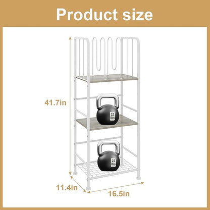 Towel Rack Free Standing 3-Tier M-Shaped Detachable Dividers, Durable Metal Holder, Pool Towel Rack, Space-Saving Towel Storage Organizer, Modern Bath Towel Shelf for Home, Poolside, White