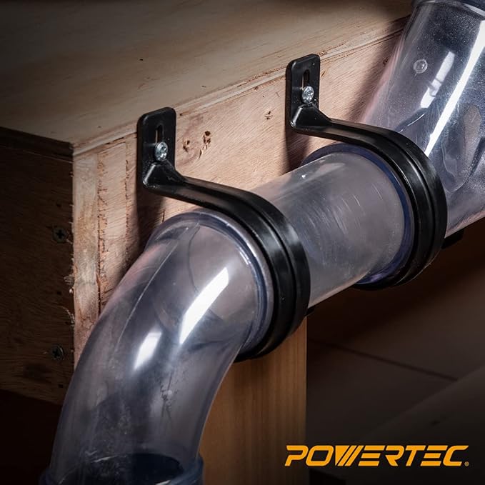 POWERTEC 70319 Hangers for 2-1/2" Dust Collection Hose, Pipes and Dust Collection Fittings with Mounting Screws, 5 PK