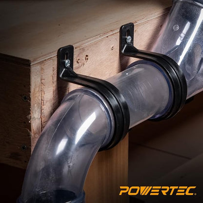 POWERTEC 70319 Hangers for 2-1/2" Dust Collection Hose, Pipes and Dust Collection Fittings with Mounting Screws, 5 PK