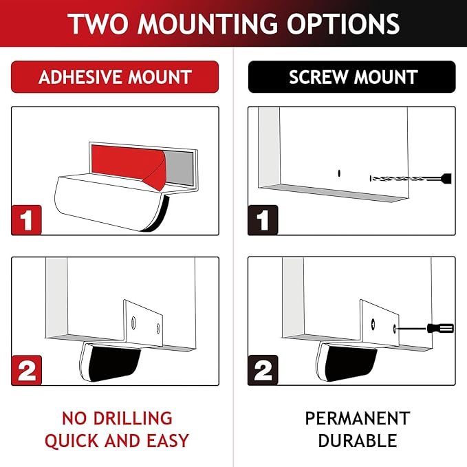 2-Pack Under Cabinet Foot Pull with Adhesive and Screws, Hands Free Toe Foot Pull Opener for Kitchen Trash Cabinet Drawer, 4 Inch (White)