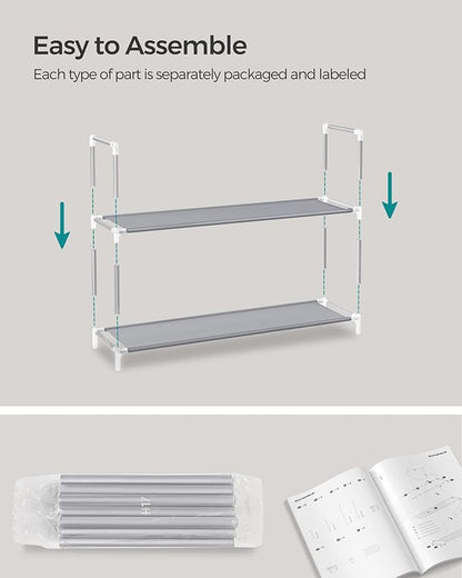 SONGMICS Shoe Rack, 10-Tier Shoe Shelf, Shoe Storage Organizer, 11 x 37 x 68.9 Inches, Metal Frame, Non-Woven Fabric Shelves, for Entryway, Bedroom, Gray ULSR10G