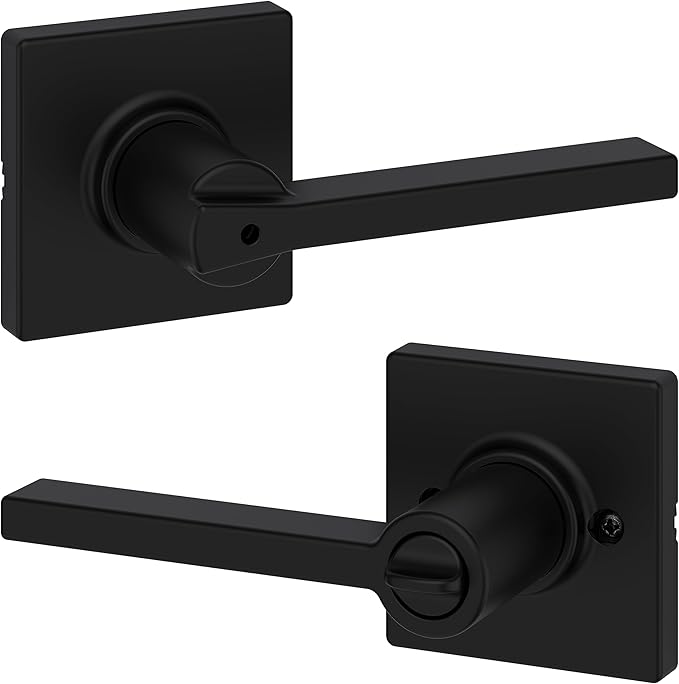 Kwikset Casey Hallway Passage and Bed/Bath Privacy Door Handle 10 Pack, 5 Passage Levers and 5 Privacy Levers, Matte Black Reversible Interior Handles, with Microban