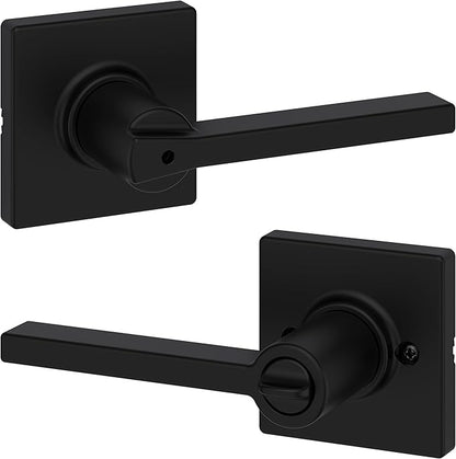 Kwikset Casey Hallway Passage and Bed/Bath Privacy Door Handle 10 Pack, 5 Passage Levers and 5 Privacy Levers, Matte Black Reversible Interior Handles, with Microban