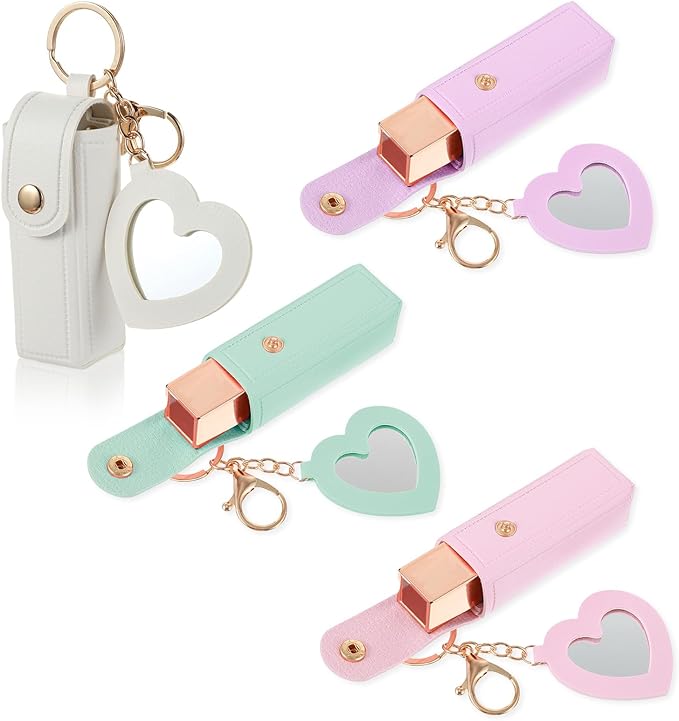 4Pcs Lipstick Holder Keychain, Lipstick Keychain, Colorful Lip Balm Holder Keychains for Pocket Bag Accessories