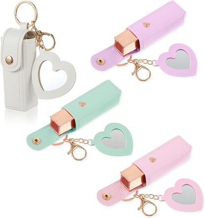 4Pcs Lipstick Holder Keychain, Lipstick Keychain, Colorful Lip Balm Holder Keychains for Pocket Bag Accessories