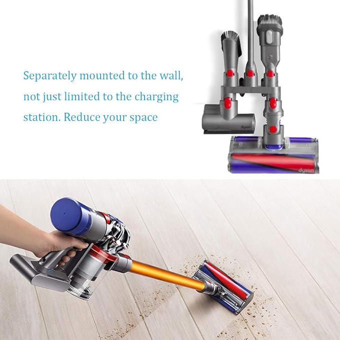 Charlux Accessory Holder Compatible with Dyson V7 V8 V10 V11 V15 Gen5 Vacuum Cleaner Attachment Holder Docking Station Wall Mount, Grey, 1 Pack