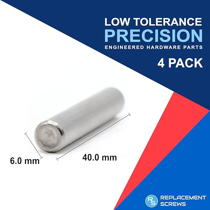 ReplacementScrews Shelf Support Dowel Pins/Pegs Compatible with IKEA Part 101324 (Ivar Bookshelf) - 6x40mm - Plated Steel Pins (Pack of 4)