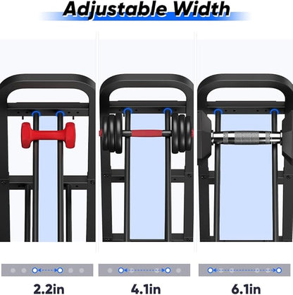 Adjustable Dumbbell Rack, Weight Storage Stand Holder for Dumbbells & Kettlebells, Heavy-Duty Home Gym Organizer with 6 Hook for Home Gym Equipment Accessories (Rack Only)