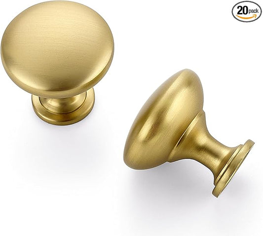 Ravinte 20 Pack Gold Round Zinc Cabinet Brass Knobs for Kitchen Bathroom Closet Dresser Cabinets