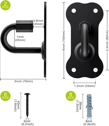 BeneLabel 2Pack Dog Leash Hooks for Wall Black Dogs Leash Holder Wall Mount Dog Hook for Leashs for Indoor & Outdoor Use - Secure and Escape-Proof Hook for Dogs Leashs Storage