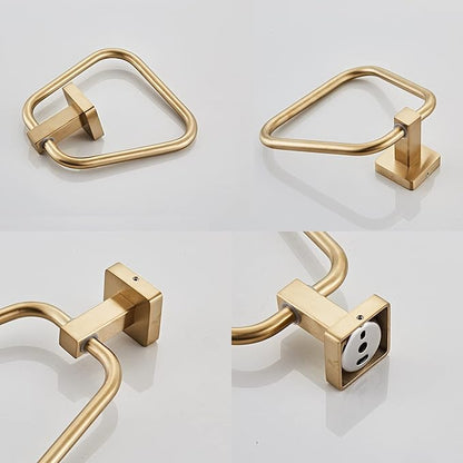 Brushed Gold Towel Ring for Bathroom 2 Pack, Kitchen Bath Towel Holder Hangers Wall Mount Heavy Duty Stainless Steel