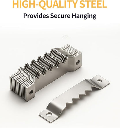 60 Pack Sawtooth Picture Hangers – Small & Heavy-Duty Wall Hanging Kit, 2 Sizes for Photo Frames, Art, Paintings, Canvas Hooks, and Picture Hanging Hardware Silver