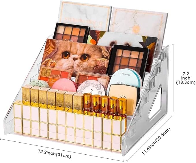 Nail Polish Organizer 84 Bottles of 7 Layers Sunglass Organizer Acrylic Display Rack Eyeglasses Storage Essential Oils Holder Makeup Organizer No Tool Needed Assembly, Clear (2 Pack)