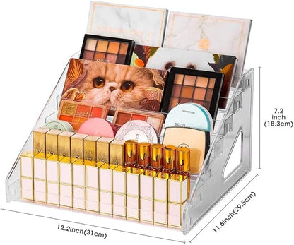 Nail Polish Organizer 84 Bottles of 7 Layers Sunglass Organizer Acrylic Display Rack Eyeglasses Storage Essential Oils Holder Makeup Organizer No Tool Needed Assembly, Clear (2 Pack)