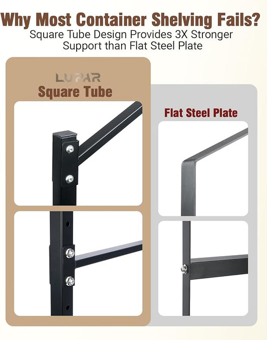 Heavy Duty Shipping Container Shelving Brackets, 3-Layer Cargo Container Shelves Shelf for DIY Storage System, Steel Rack Support for Tools Equipment Garage Farm Workshop, Sets of 2