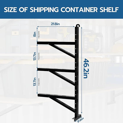 2 Pcs Shipping Container Shelving Bracket, Shipping Container Accessories, Heavy Duty Steel Adjustable Shelf Brackets for Containers Warehouse Garage, 22"(D) x 46.5"(H)