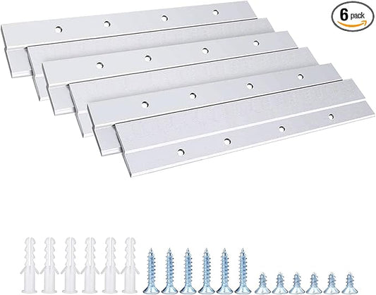 French Cleat Picture Hanger 6 Inches Aluminum Z Hanger Supports 30lbs - Interlocking Wall Mounting Bracket Hardware Kit for Hanging Mirrors, Picture, Shelf, Whiteboard, Art, Frames (6"-6Pairs)