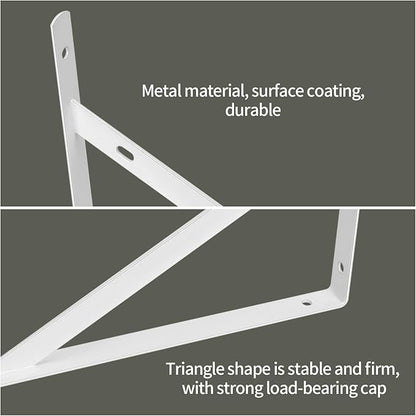 8 Pcs Heavy Duty Shelf Brackets, Floating Metal Shelf Brackets, White, 11.81 x 7.48 Inch, Wall Mount, Powder Coated Iron