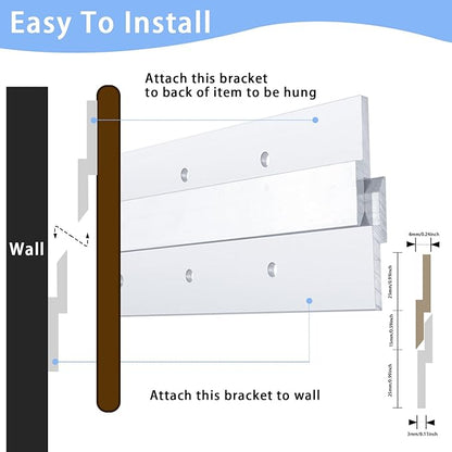 30'' French Cleat- French Cleat Heavy Duty- Headboard Wall Mount- Mirror Hangers for The Wall Heavy Duty- Picture Hanging System ( 2 Pairs, Supports 220 lbs )