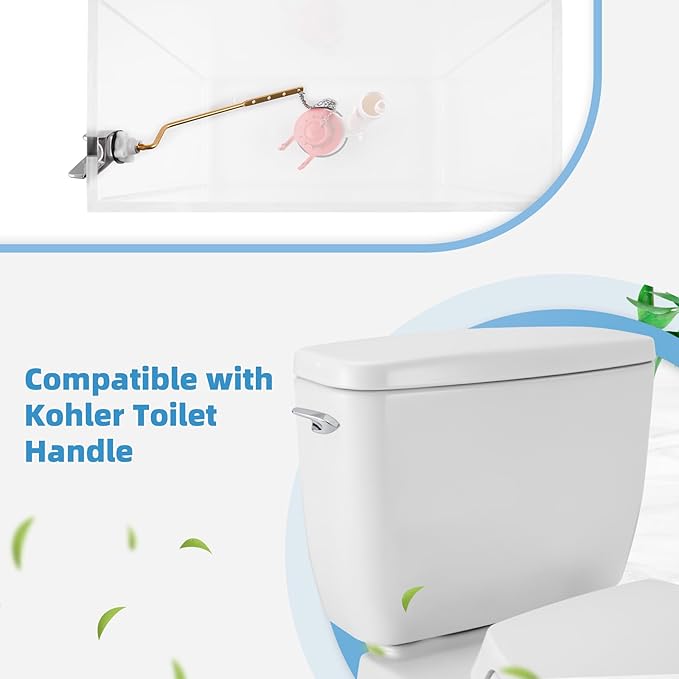 iFealClear Universal Toilet Handle Replacement Kit, Side/Angle Mount Toilet Flush Handle Compatible with Kohler K-GP30324-CP/TOTO/American Standard, Stainless Steel Flapper Chain, Chrome