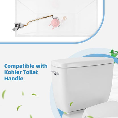 2 Pack Universal Brass Toilet Handle Replacement Kit, Side/Angle Mount Toilet Flush Handle Compatible with Kohler K-GP30324-CP/TOTO/American Standard, Stainless Steel Flapper Chain, Chrome