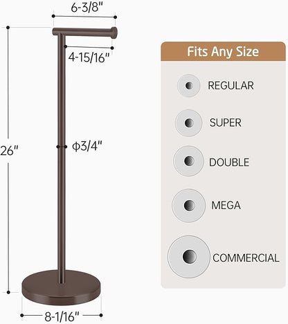 KES Bronze Toilet Paper Holder Stand 26" H, Toilet Roll Holder Free Standing with Heavy Weighted Base, 18/8 Stainless Steel, BPH283S66-BB