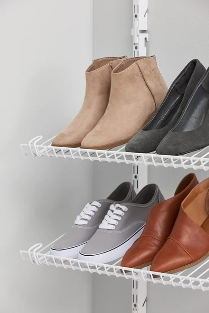 Rubbermaid Customizable Wall Mount Shoe Shelf, White, for Home/House/Closet/Laundry/Linen Organization
