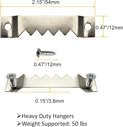50 Pack Large Sawtooth Picture Hangers Steel Picture Hangers Picture Frames Hangers with Screws Picture Hang Solutions, for Hanging Clock Paintings Artwork Picture Frame Hook Photos (Silver)