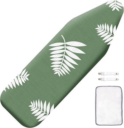 SheeChung Ironing Board Cover and Pad 15" x 49",Iron Board Cover with Elastic Edge & Adjustable Fastener,Cotton Covers Resist Scorching and Staining Extra Thick Padding,Silicone Coating