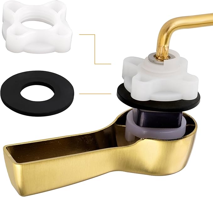 Hibbent Universal Metal Side Mount Toilet Handle Replacement Kit, Brass Toilet Flush Tank Lever with Stainless Steel Flapper Chains for Most Toilets, Brushed Gold