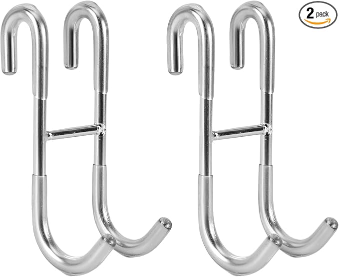 Simtive Shower Door Hooks (2-Pack), Towel Hooks for Bathroom Frameless Glass Door, Shower Squeegee Hooks, Silver