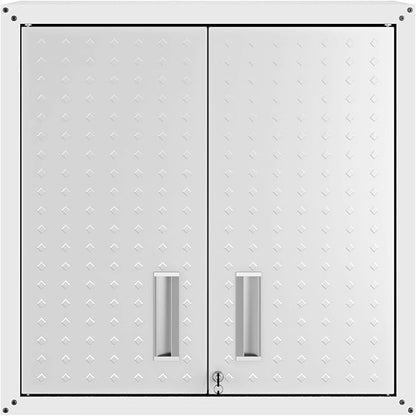 Manhattan Comfort Fortress 30" Floating Textured Metal Garage Cabinet with Adjustable Shelves, Set of 1, White