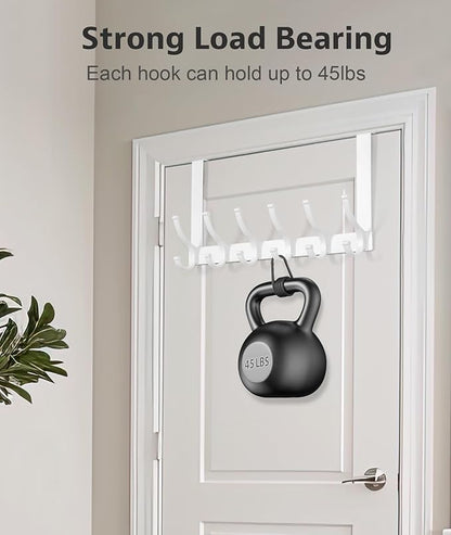 Door Hooks for Hanging, Over The Door Towel Racks for Bathroom, Coat Rack Door Towel Hanger Towel Hooks (2Pack, White, Fit 1-3/4" Doors)