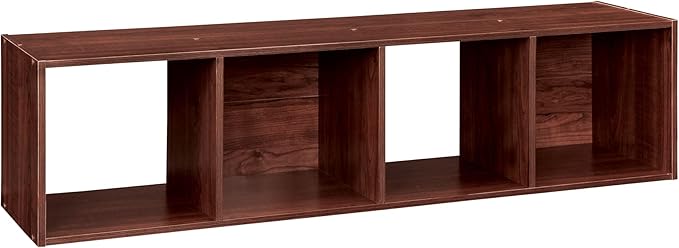 ClosetMaid Cubeicals 4 Cube Storage Shelf Organizer Bookshelf, Stackable, Vertical or Horizontal, Easy Assembly, Wood, Dark Cherry Finish