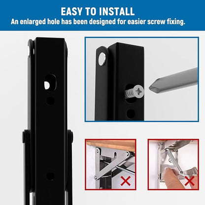 LEOPO 14 inch Folding Shelf Brackets, Heavy Duty Wall Mounted Shelf Bracket, 2 Pack, Black