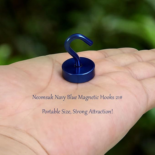 Neosmuk Magnetic Hooks, Cruise Ship Essentials, 40lb+ Heavy Duty Magnetic Hooks for Cruise Cabins, Refrigerator, Grill, Hanging, and Travel | Extra Strong Must-Haves Magnet Hook,Navyblue,Pack of 10