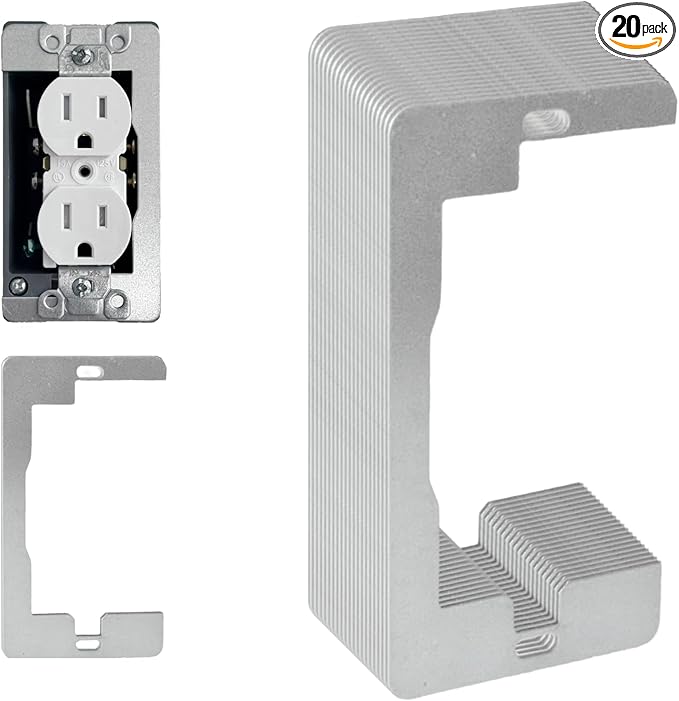 Wall Plate Spacer, 20-Pack Metal Flush Fit Leveling Plates – Receptacle Spacers & Outlet Shims for Loose Electrical Outlets, Single-Gang Electrical Box Levelers for Wall Fix & Outlet Alignment