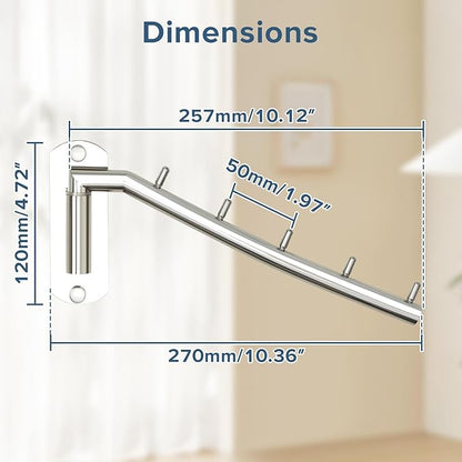 Alise Swing Clothes Hanger Rack,Garment Racks Wall Mount Clothes Bar-Hanger Holder Hooks Heavy Duty Folding Drying Rack Space Saving Clothing Hanging System Closet Storage Organizer,Chrome
